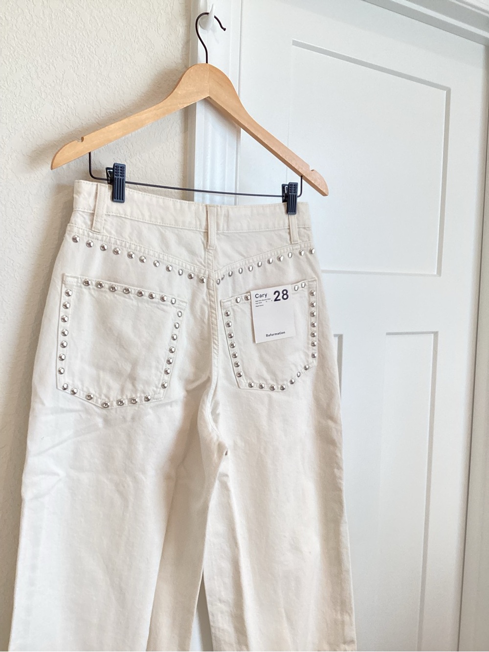 Reformation Cary High-Rise Slouchy Wide-Leg Jeans NEW 28 Anthropologie Studded - Picture 7 of 14